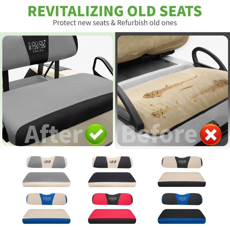 10L0L Universal Golf Cart Seat Covers Dress UP Older Golf Cart Durable Breathable Material Fit Like a Glove for EZGO TXT RXV Club Car DS, Easy to Install - Image 4